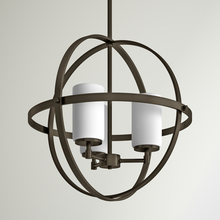 Brushed Nickel Globe Chandelier with Frosted Glass Shades