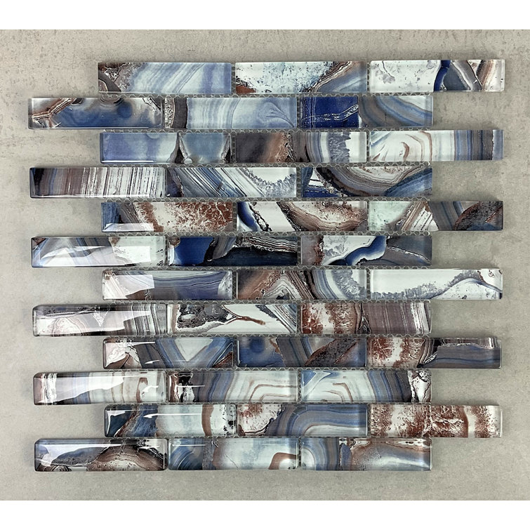 Gray and Brown Glass Brick Mosaic Wall Tile