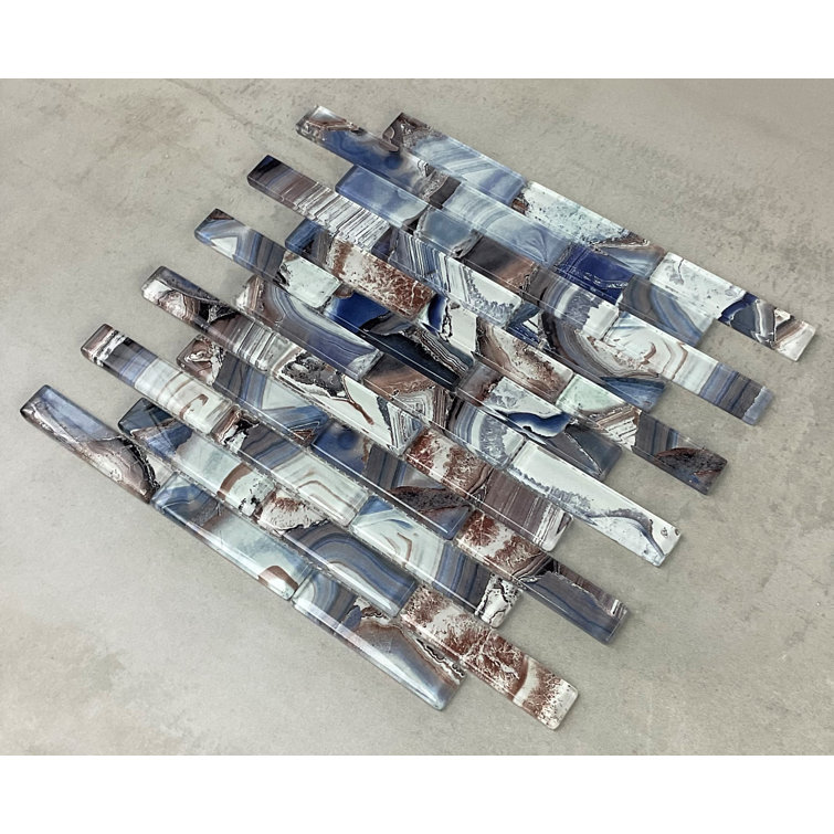 Gray and Brown Glass Brick Mosaic Wall Tile
