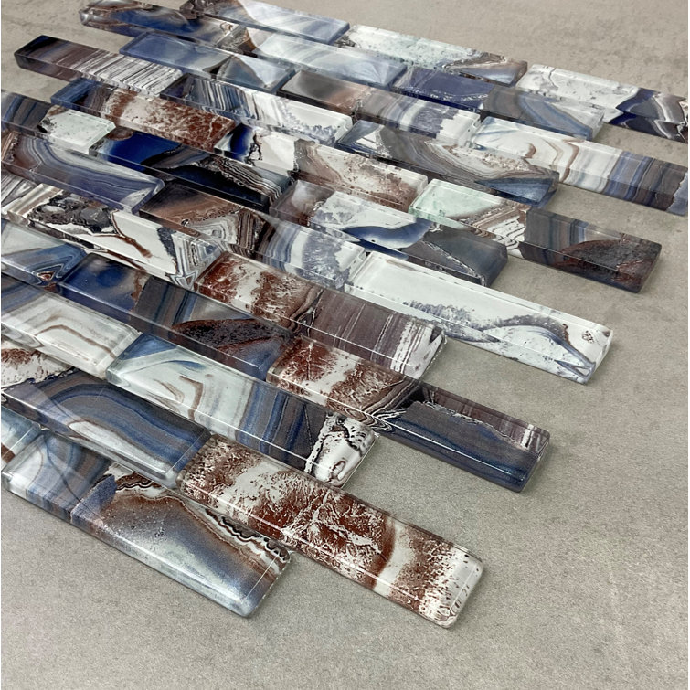 Gray and Brown Glass Brick Mosaic Wall Tile