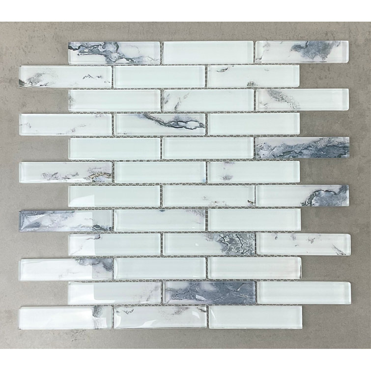 Art Craft 12" x 13.75" Marble Effect Glass Mosaic Wall Tile