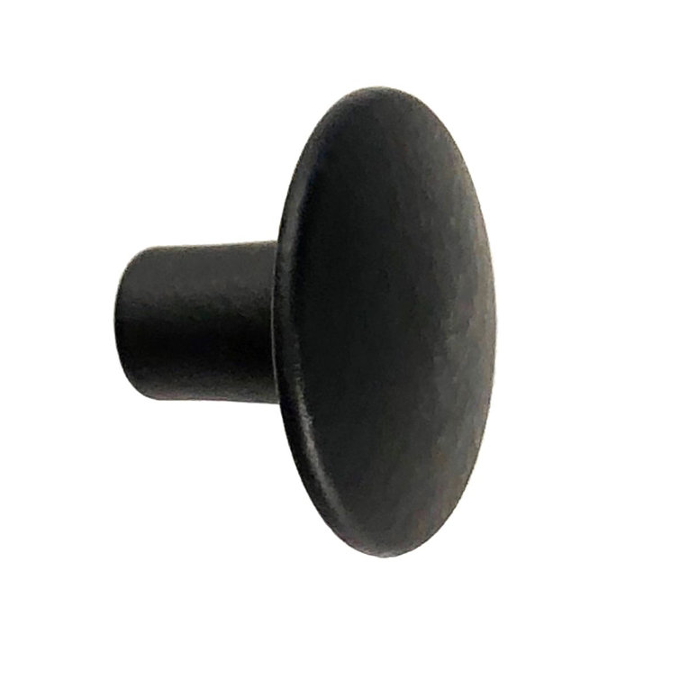 Matte Black Iron Round Cabinet Knob with Mounting Hardware