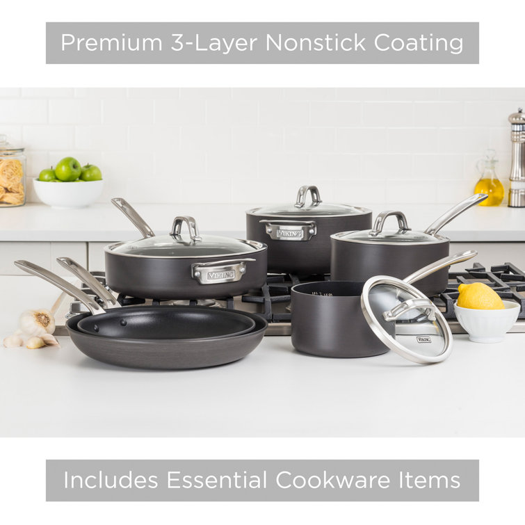 Viking 10-Piece Hard Anodized Nonstick Cookware Set with Glass Lids