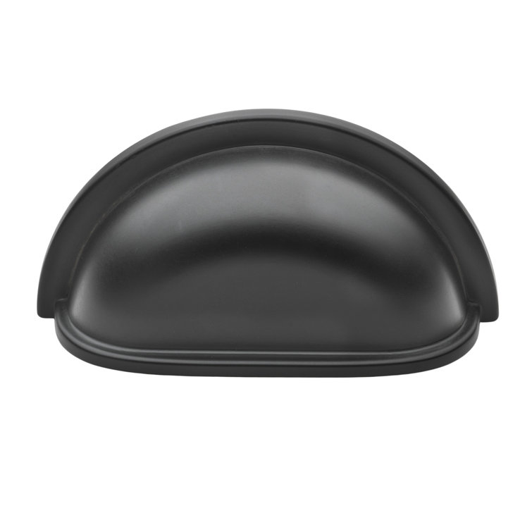 Matte Black Traditional Cup Pull with Mounting Hardware