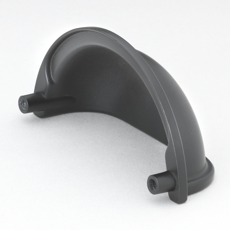 Matte Black Traditional Cup Pull with Mounting Hardware