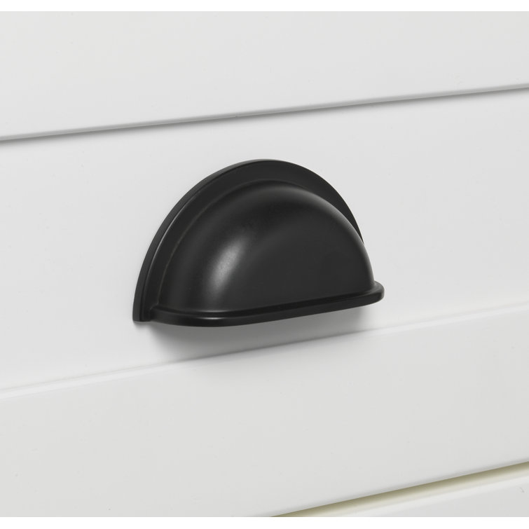 Matte Black Traditional Cup Pull with Mounting Hardware