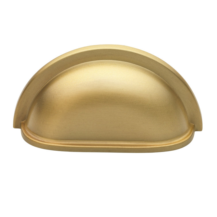 Satin Gold Brushed Traditional Cup Pull with Mounting Hardware