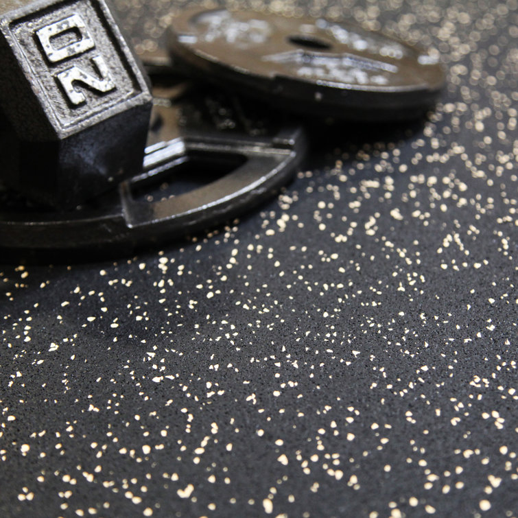 Black and Blue 48'' x 120'' Recycled Rubber Gym Flooring Mat