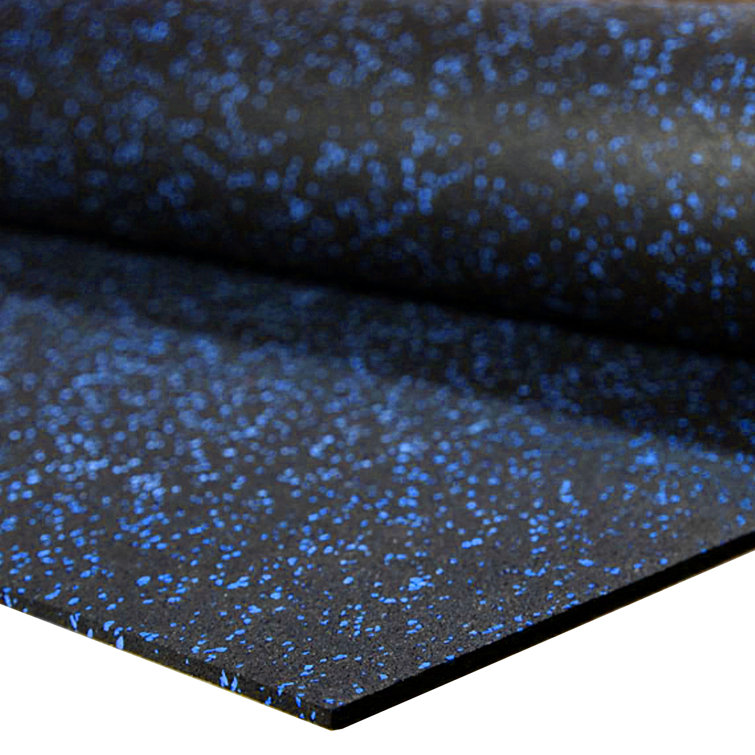 Black and Blue 48'' x 120'' Recycled Rubber Gym Flooring Mat