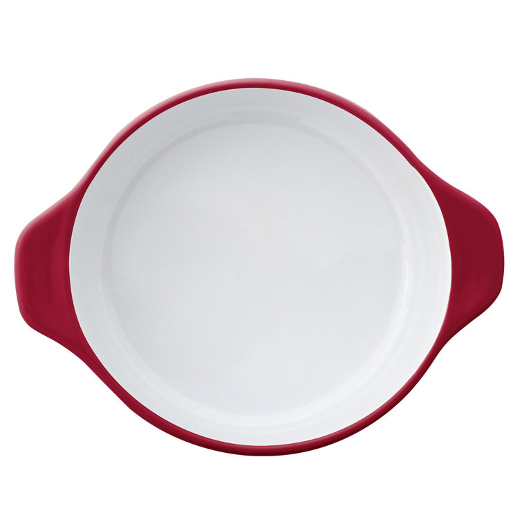 Red 2-Quart Vitrified Stoneware Round Casserole Baker