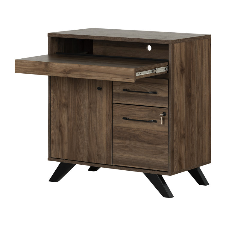 South Shore Flam 44'' Natural Walnut Multi-Function Secretary Desk