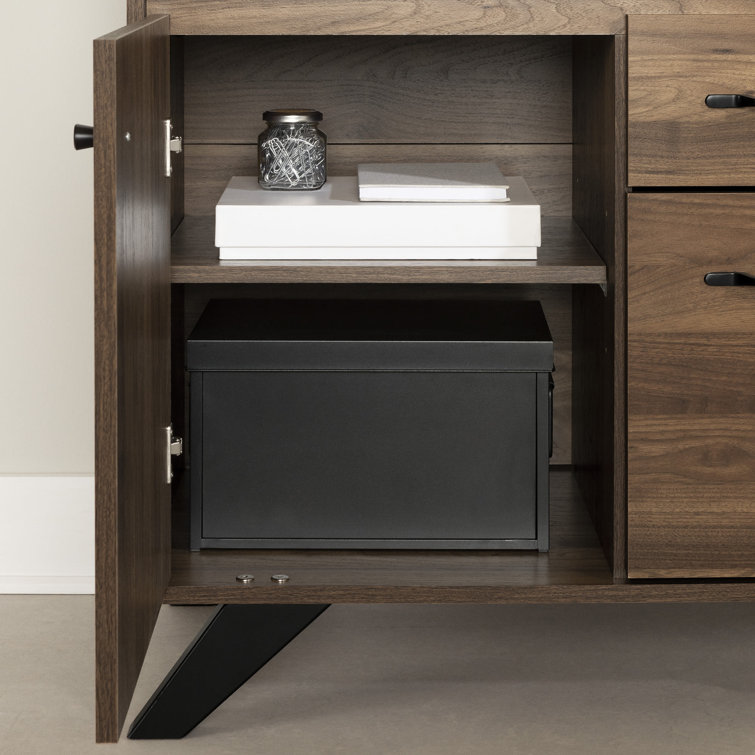 South Shore Flam 44'' Natural Walnut Multi-Function Secretary Desk