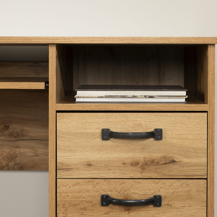 Nordik Oak Computer Desk with Drawer and Keyboard Tray