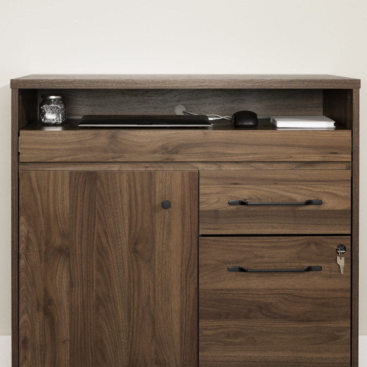 South Shore Flam 44'' Natural Walnut Multi-Function Secretary Desk