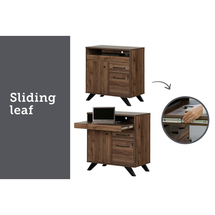 South Shore Flam 44'' Natural Walnut Multi-Function Secretary Desk