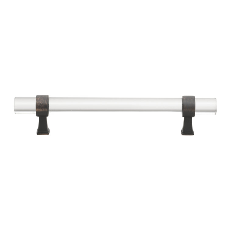 5-Inch Clear Acrylic Bar Pull with Oil Rubbed Bronze Mounts
