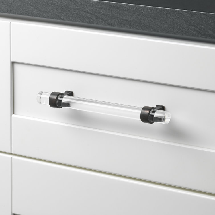 5-Inch Clear Acrylic Bar Pull with Oil Rubbed Bronze Mounts