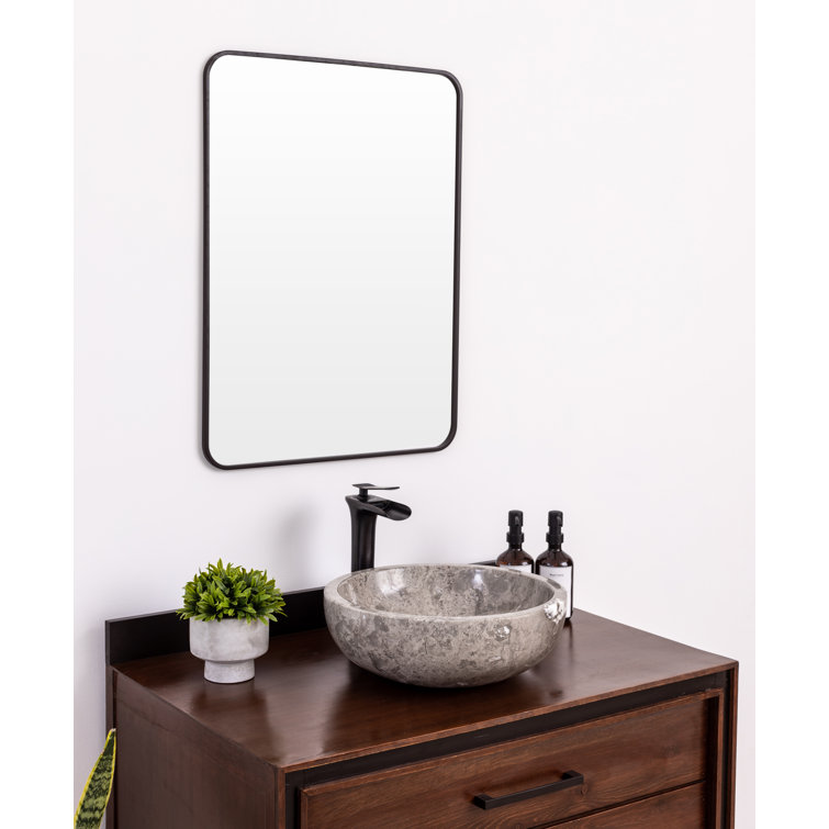 Gray Marble Circular Vessel Bathroom Sink, 16-inch