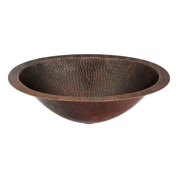 15" Oval Hand-Hammered Copper Under Counter Bathroom Sink