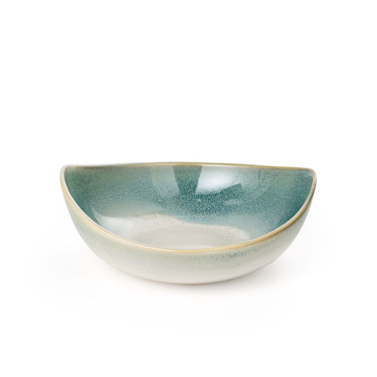 Coastal Charm Green and White Ceramic Nesting Bowls - Set of 3
