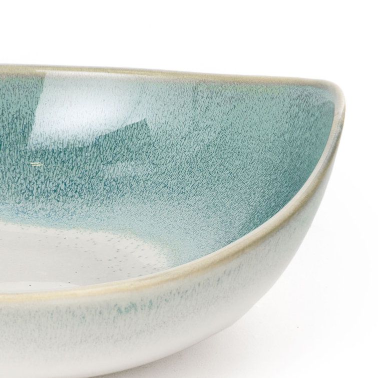 Coastal Charm Green and White Ceramic Nesting Bowls - Set of 3