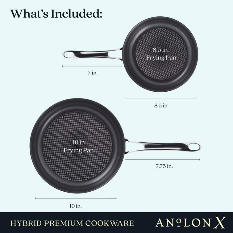 Anolon X Hybrid Nonstick Stainless Steel Frying Pan Set, 2 Piece