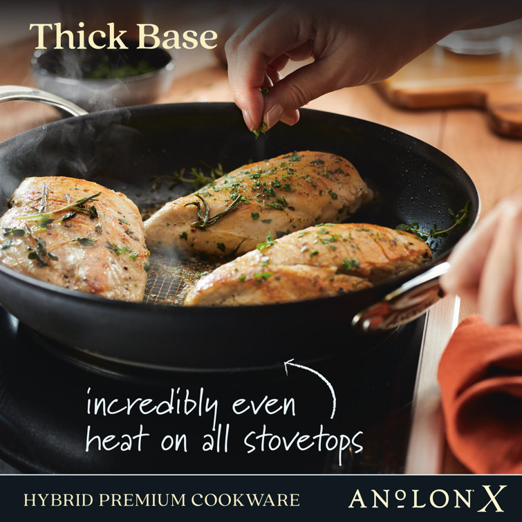 12-Inch Black Stainless Steel Nonstick Fry Pan with Lid