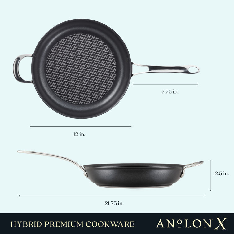 12-Inch Black Stainless Steel Nonstick Fry Pan with Lid