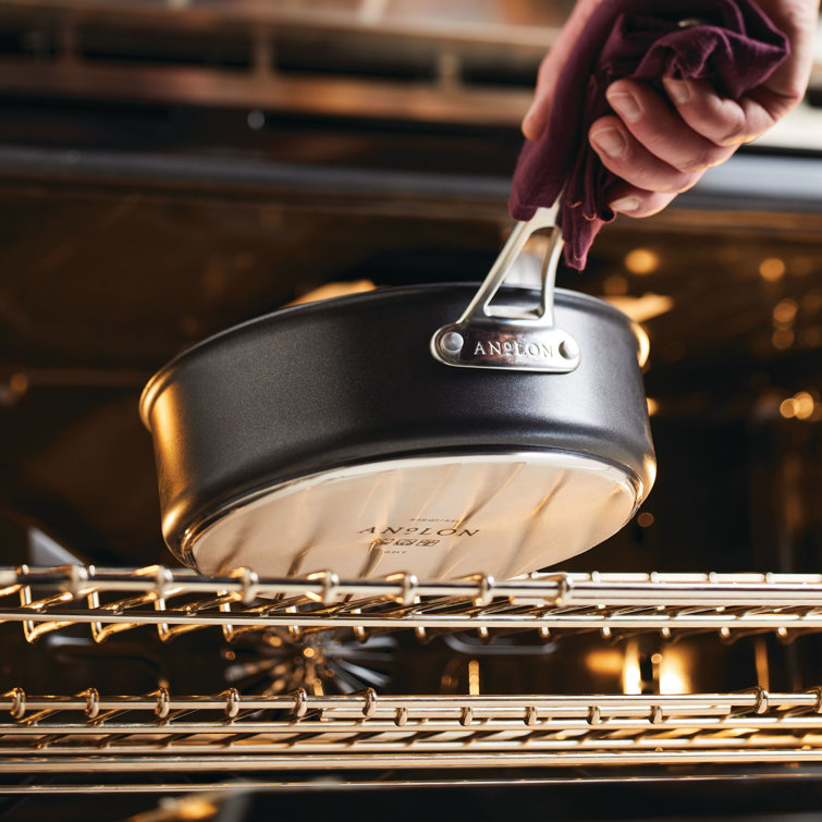 Black Nonstick Aluminum and Stainless Steel Sauté Pan with Lid, 3.5-Quart
