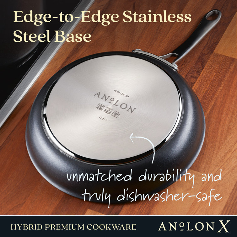 Anolon X Hybrid Nonstick Stainless Steel Frying Pan Set, 2 Piece