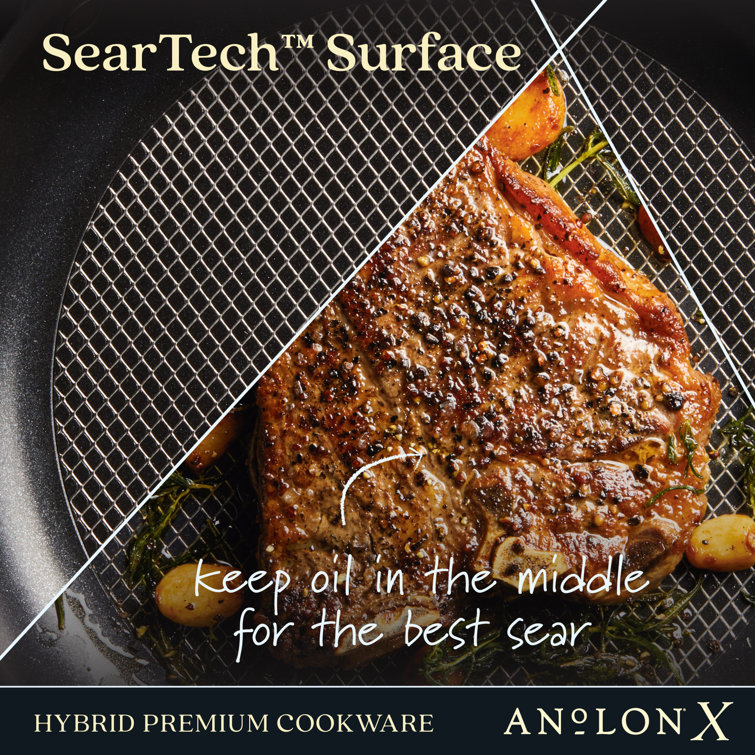 12-Inch Black Stainless Steel Nonstick Fry Pan with Lid