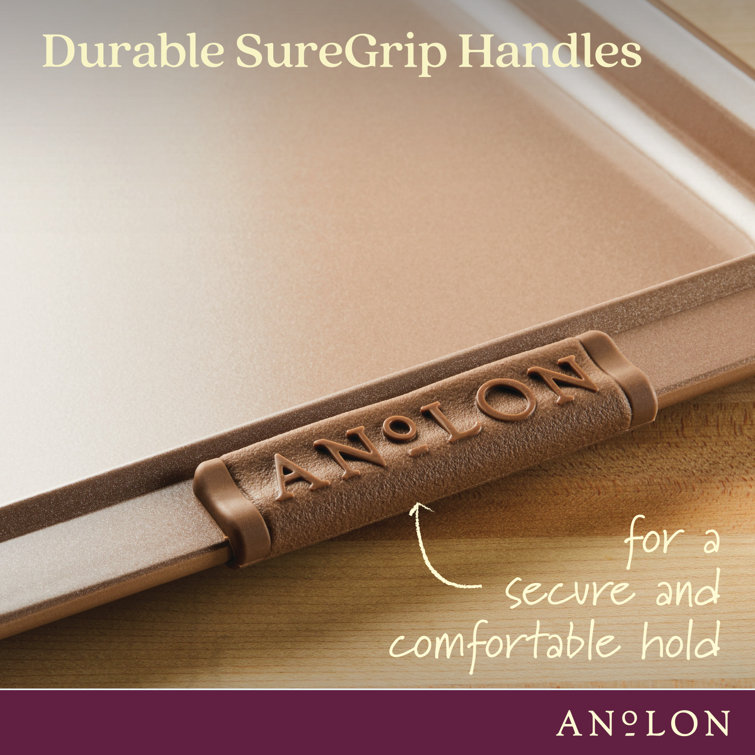 Bronze Nonstick Sheet Pan Set with Silicone Grips, 2-Piece