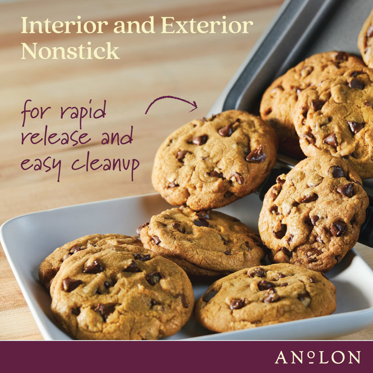 Silver Nonstick Carbon Steel Cookie Sheet with Rubberized Grips