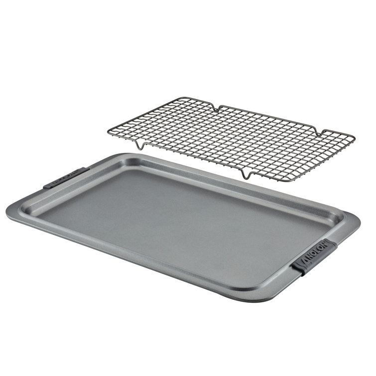 Gray Nonstick Baking Sheet and Cooling Rack Set, 11" x 17"