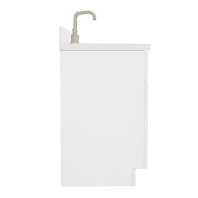 37'' White Rubberwood Single Bathroom Vanity with Quartz Top
