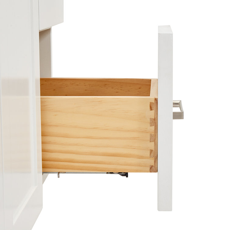 37'' White Rubberwood Single Bathroom Vanity with Quartz Top