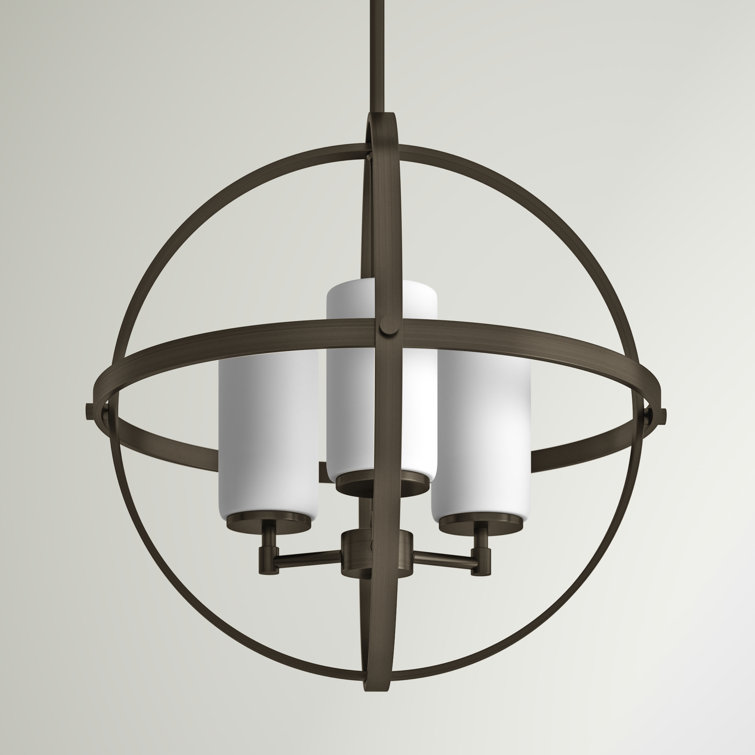 Brushed Nickel Globe Chandelier with Frosted Glass Shades