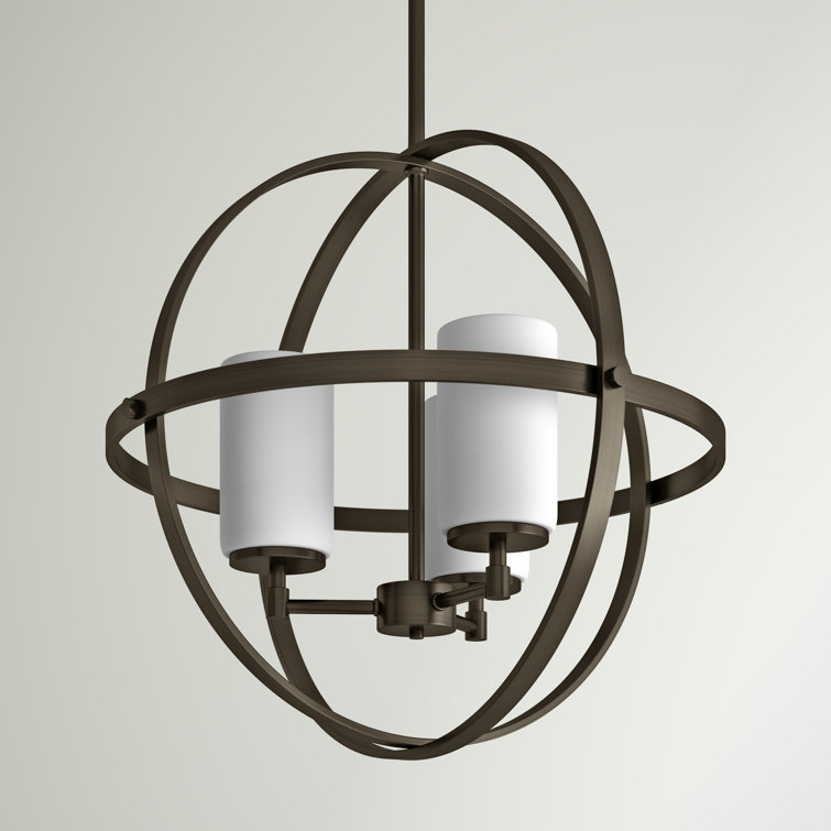 Brushed Nickel Globe Chandelier with Frosted Glass Shades