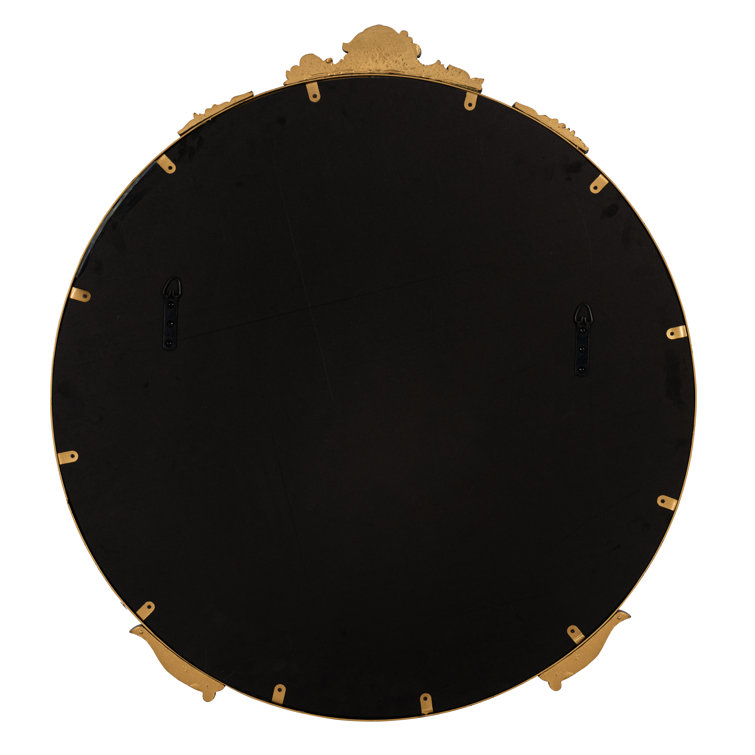 Adeline Antique Gold Round Metal Framed Accent Mirror