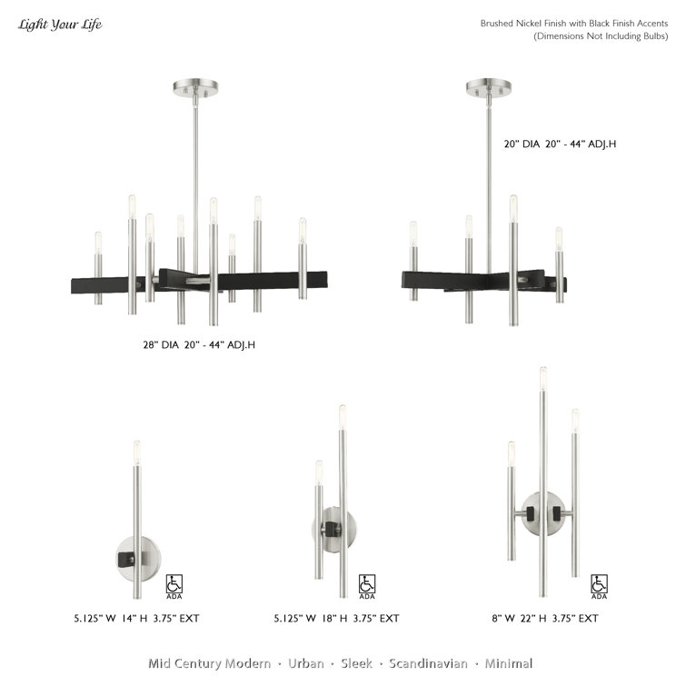 Brushed Nickel 28" 8-Light Candelabra Chandelier