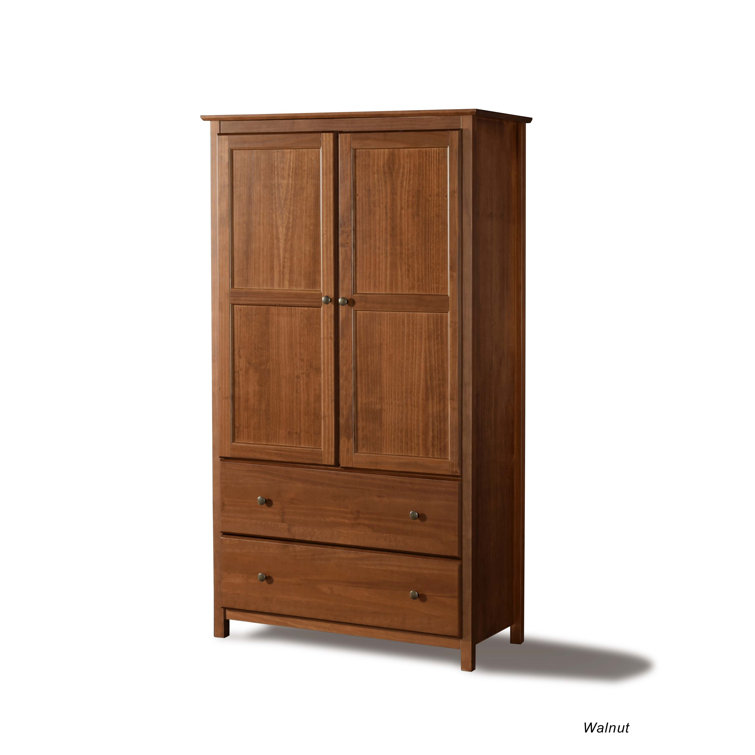 Walnut Shaker Solid Wood Armoire with Mirror