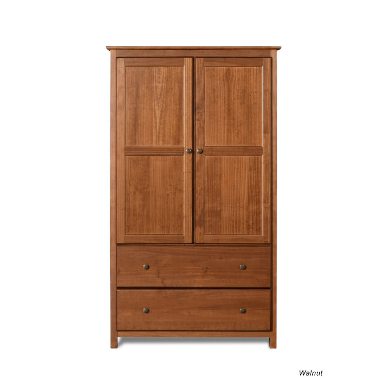 Walnut Shaker Solid Wood Armoire with Mirror
