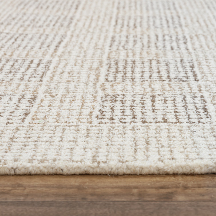 Handmade Gray Geometric Wool Rectangular Area Rug