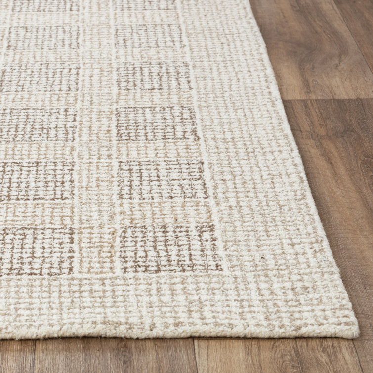Handmade Gray Geometric Wool Rectangular Area Rug
