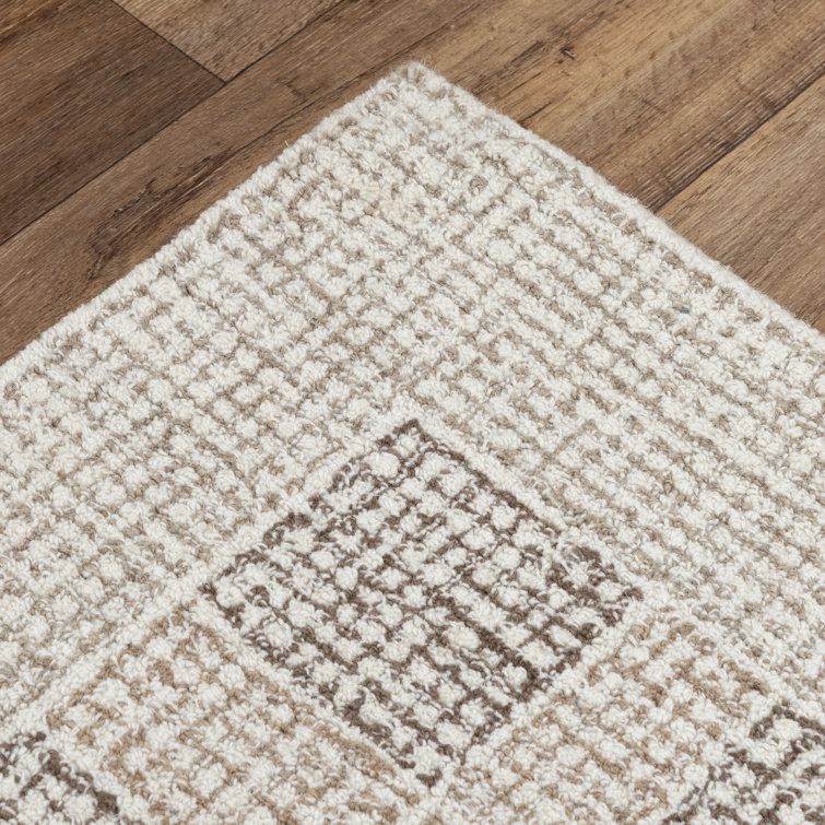 Handmade Gray Geometric Wool Rectangular Area Rug