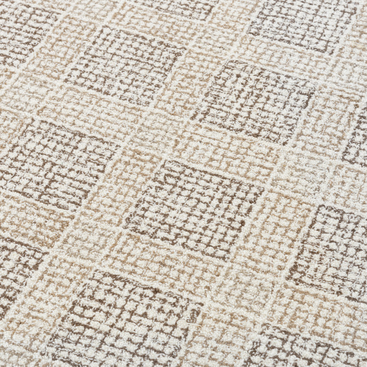 Handmade Gray Geometric Wool Rectangular Area Rug