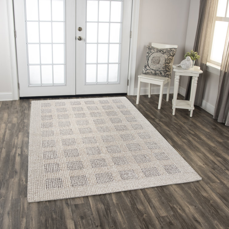 Handmade Gray Geometric Wool Rectangular Area Rug