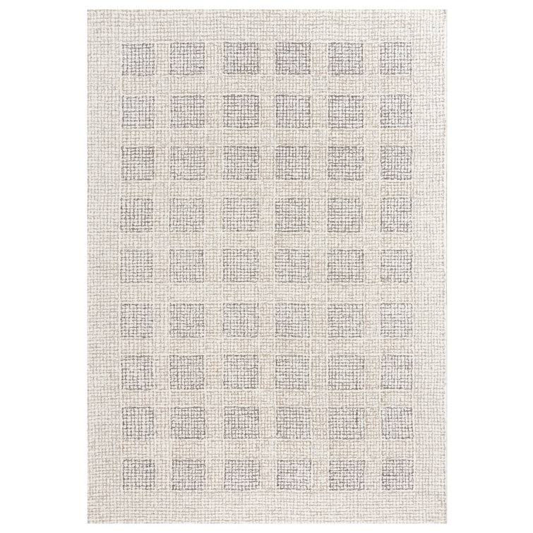 Handmade Gray Geometric Wool Rectangular Area Rug