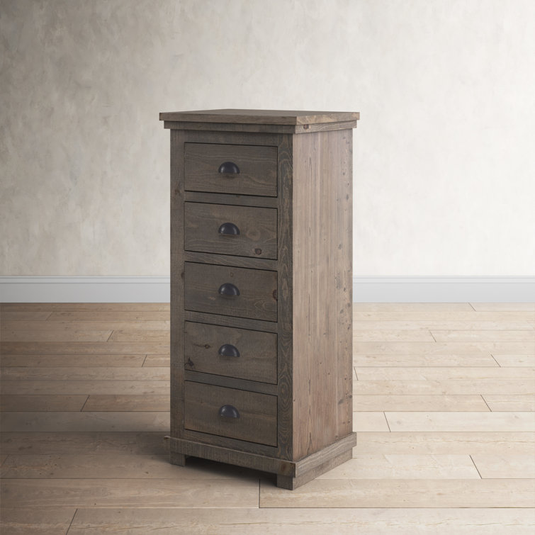 Weathered Gray 5-Drawer Transitional Farmhouse Lingerie Chest