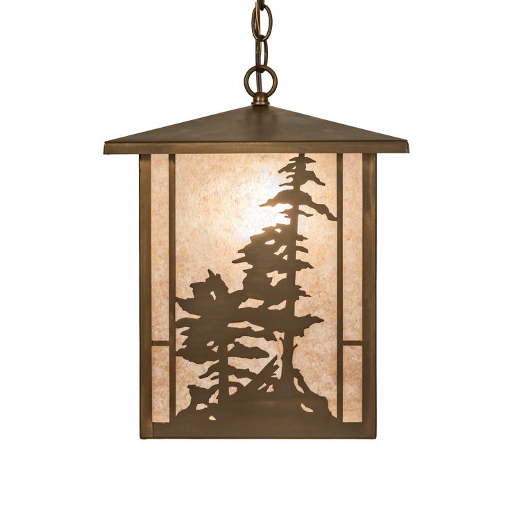 Tall Pines 50'' Antique Copper Lantern Pendant with Silver Mica Panels